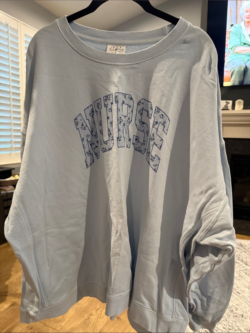 Light Blue 'NURSE' Graphic Crewneck Sweatshirt